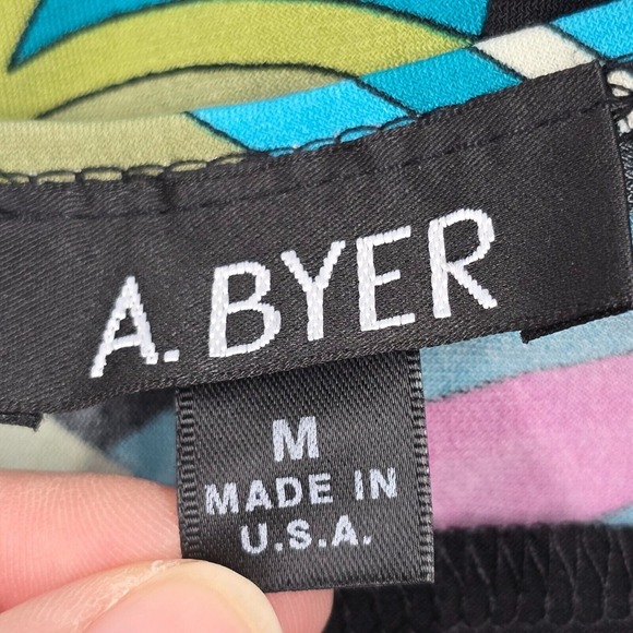 Vintage A Byer Dress Women M Green Pink Halter Babydoll Psychedelic Y2K USA - Picture 6 of 10